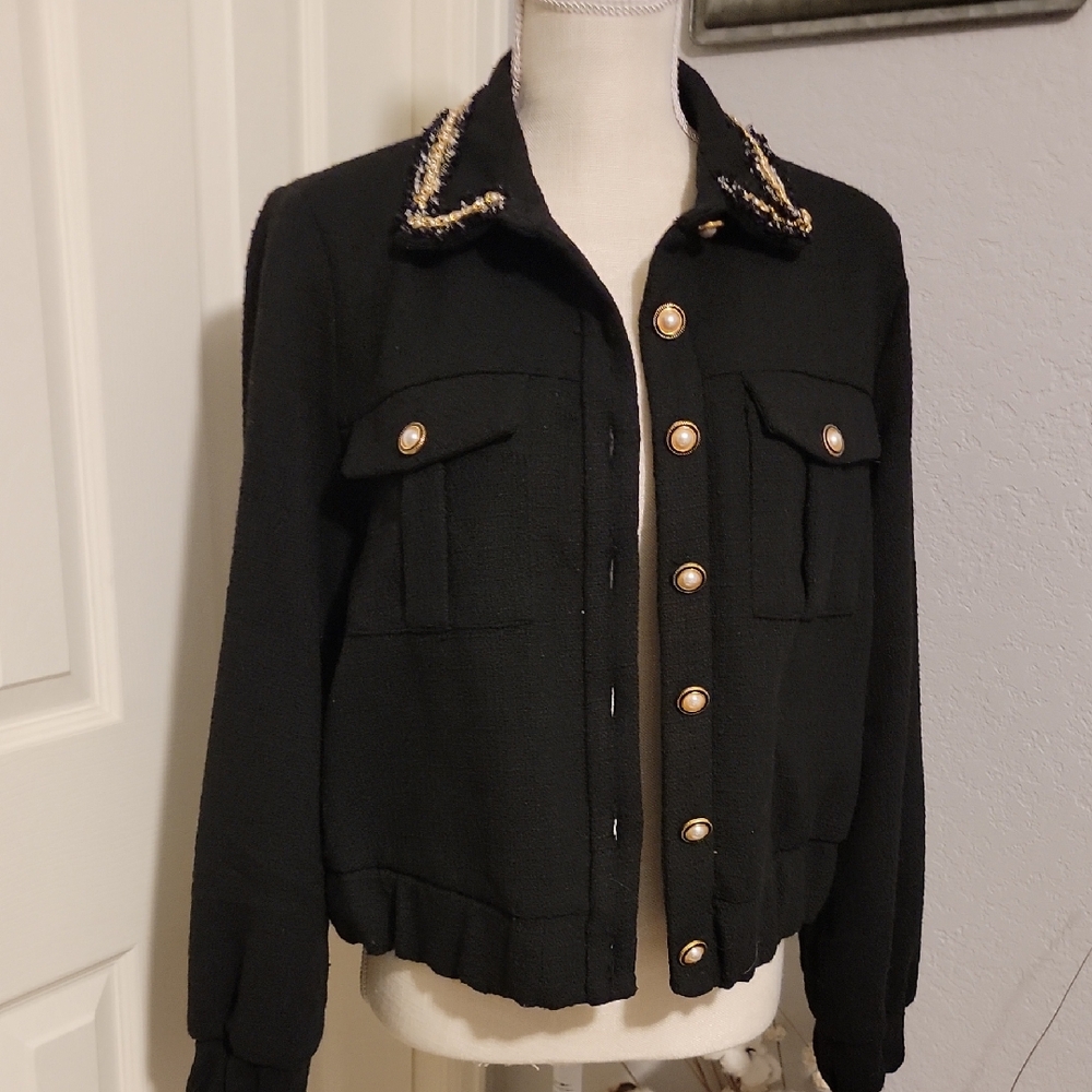 Black Women's BLAZER with Gold Accents